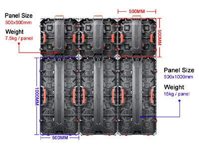 koncert LED display 500x500 og 500x1000 mm